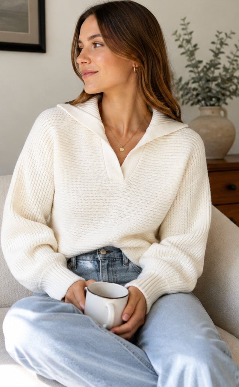 Sadie & Sage Special Times Open Collar Sweater Size Small